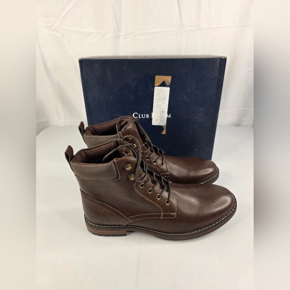 Club Room Men's Brown Padded Collar Westin Lace-Up Boots Size 12M NIB - Picture 3 of 9